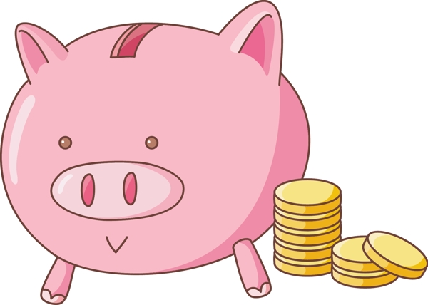 可爱猪存钱罐韩国新年矢量图09