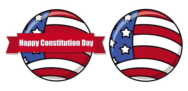 美国国旗的宪法日主题矢量插图