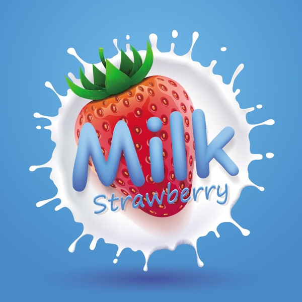 草莓牛奶矢量图