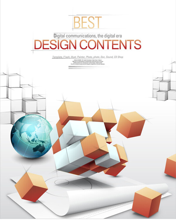 时髦的3D业务概念设计文本背景矢量素材4