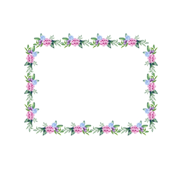 手绘植物边框花环方形边框