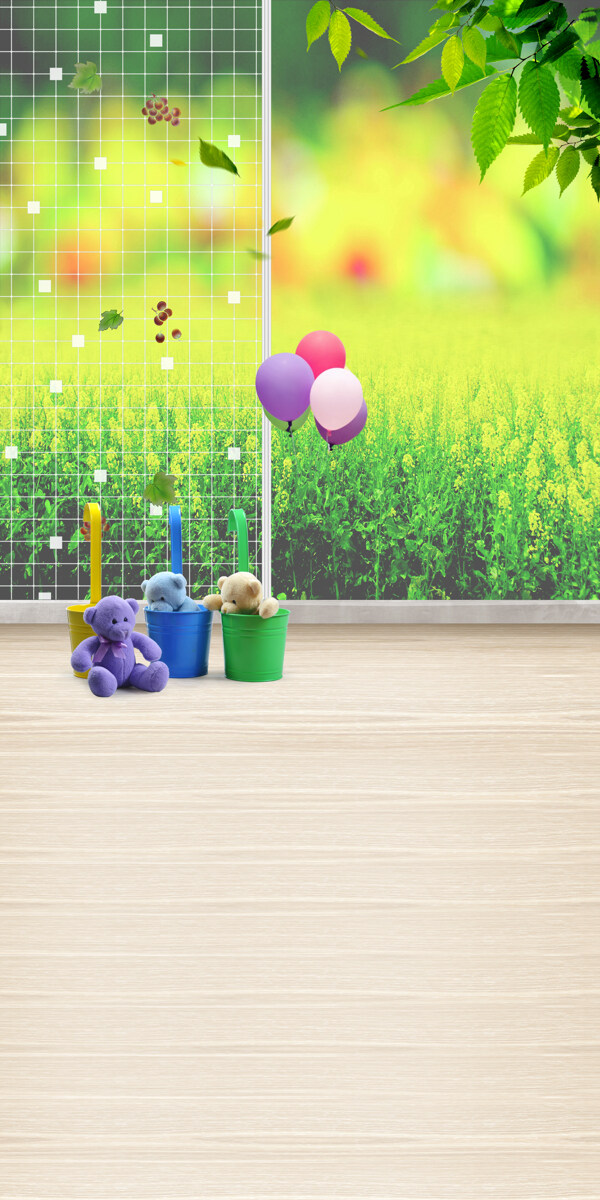 儿童摄影背景小熊气球