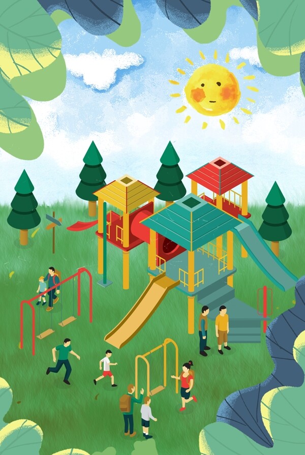 六一儿童节游乐场背景图