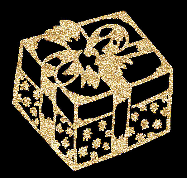 卡通金色礼物盒png元素
