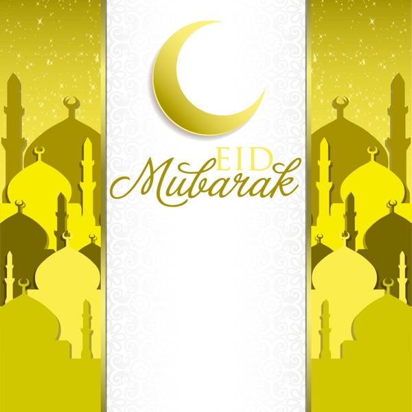 穆巴拉克神圣的清真寺开斋节开斋节卡在矢量格式