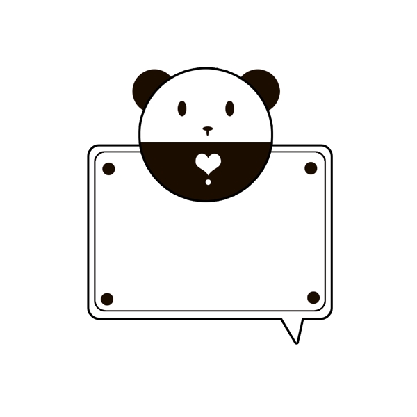 卡通动物熊猫边框对话框元素