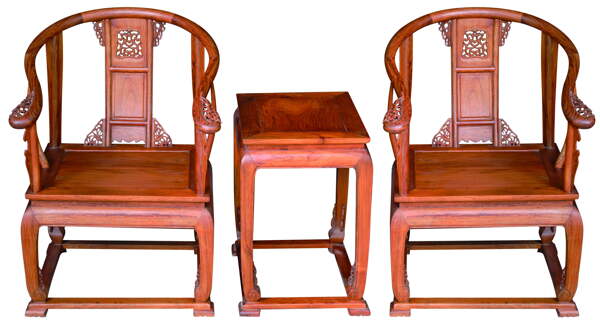 黄花梨木皇宫椅三件套图片