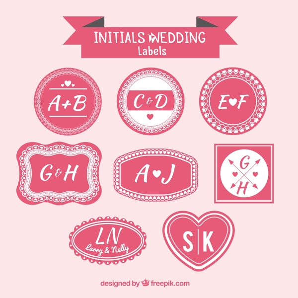 婚礼缩写标签设计