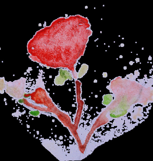 残缺红花透明装饰素材