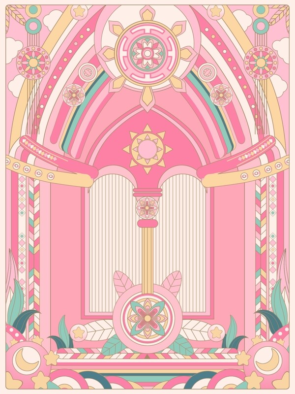 粉色公主殿堂背景设计