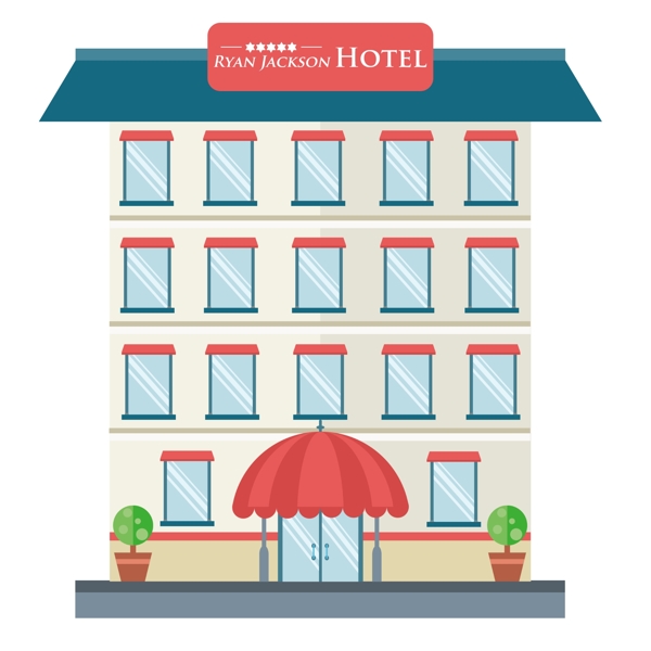 扁平化酒店logoicon图案图标