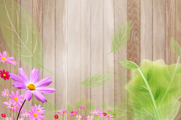 木纹花卉背景墙
