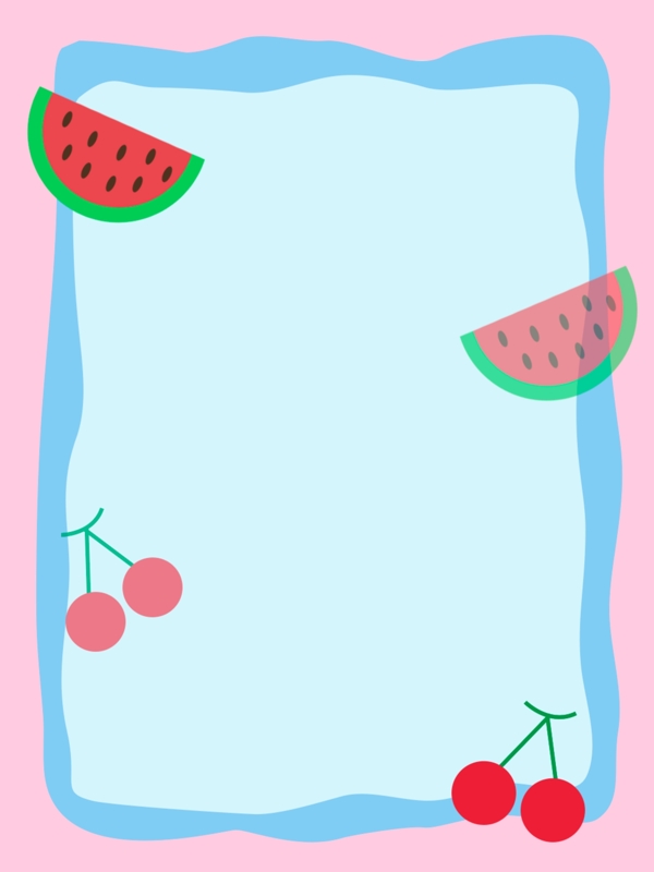 小清新水果粉蓝色边框背景