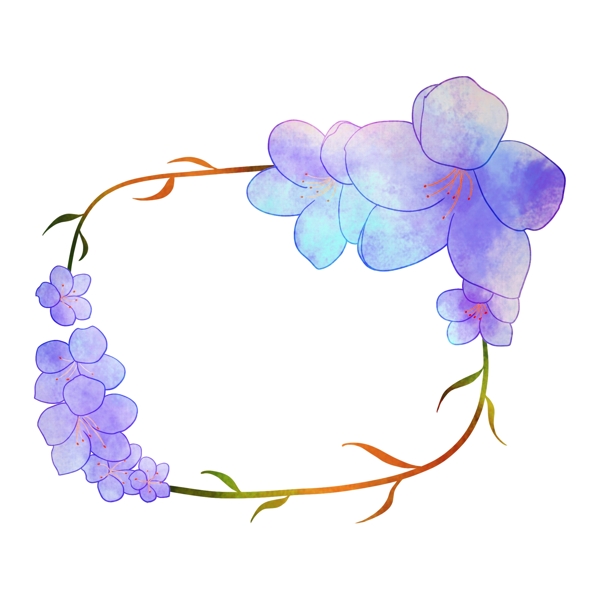 紫色花朵边框插画