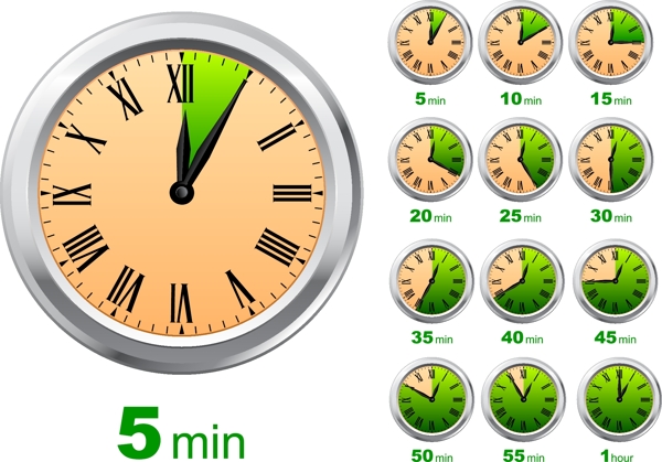 4款秒表时钟矢量图下载