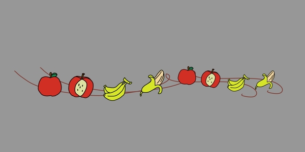苹果香蕉分割线插画