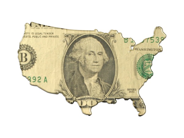 美国地图与美元