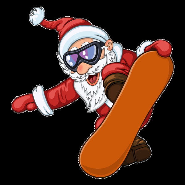 玩滑板车的卡通圣诞老人元