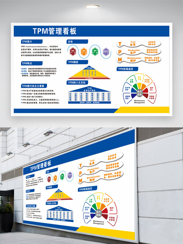蓝色点缀简约背景TPM管理看板