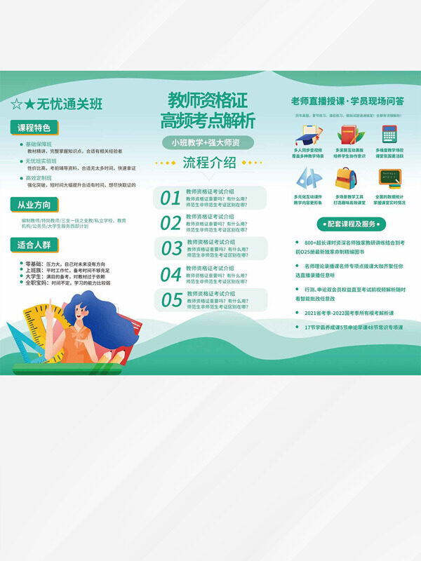 绿色背景教师资格证高频考点解析三折页
