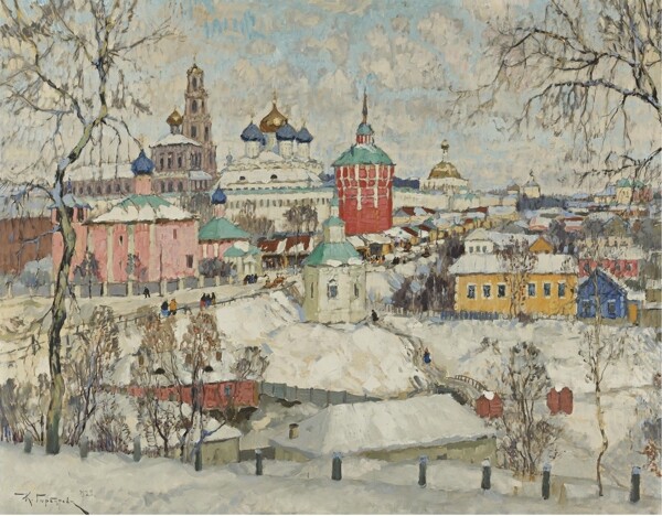 ConstantinGorbatovViewofTroitseSergiyevaLavra1923.jpeg画家风景画静物油画建筑油画装饰画