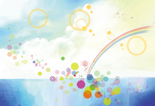 彩色气泡与彩虹图片