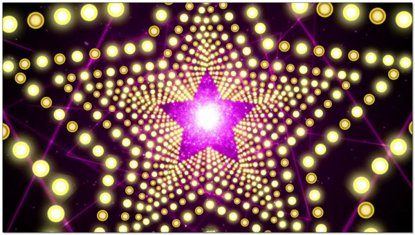 紫光闪耀五角星粒子光斑酒吧夜店背景视频
