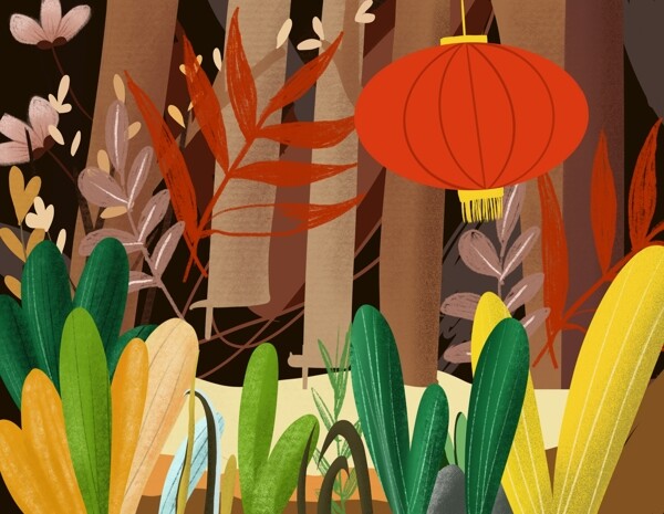 手绘清新春季植物背景设计