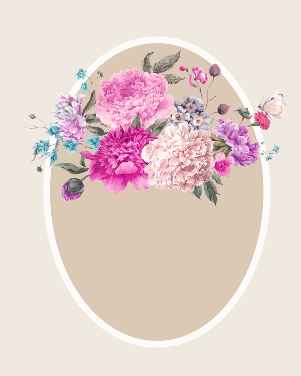 矢量文艺水彩手绘花朵花团背景