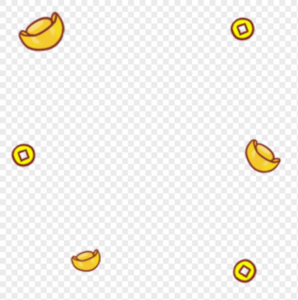 卡通手绘金色发财大元宝铜钱漂浮装饰