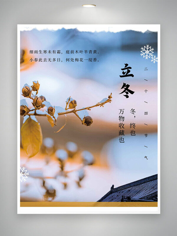 立冬节气万物收藏雪花图案主题海报