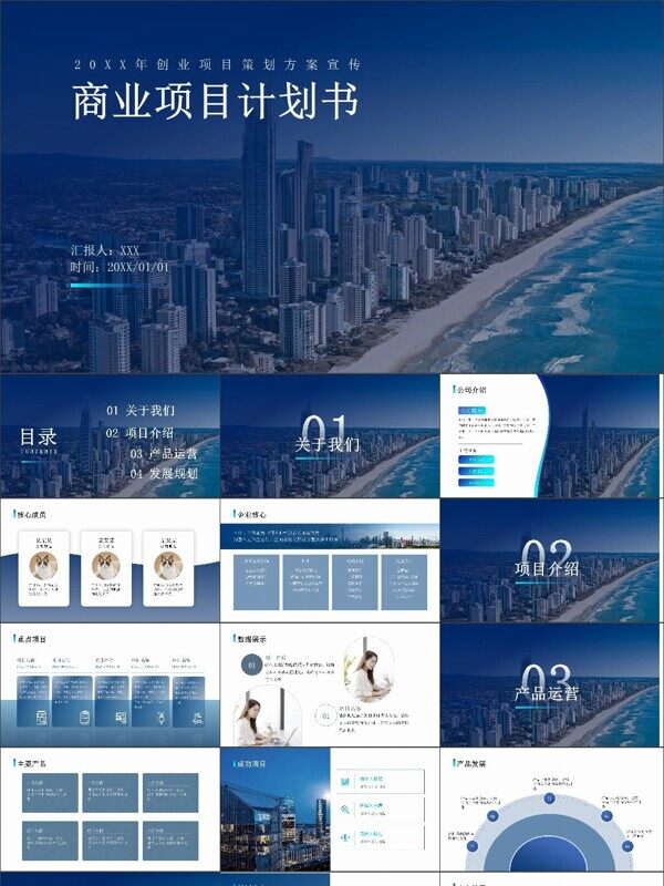 蓝色商务风商业项目计划书