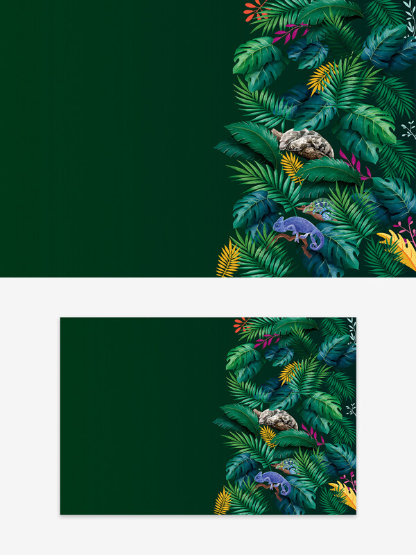 爬宠馆热带雨林植物绿植墙背景