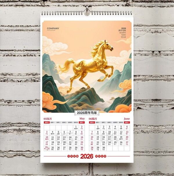 金马夸新年马年吉祥五六月份上墙挂历