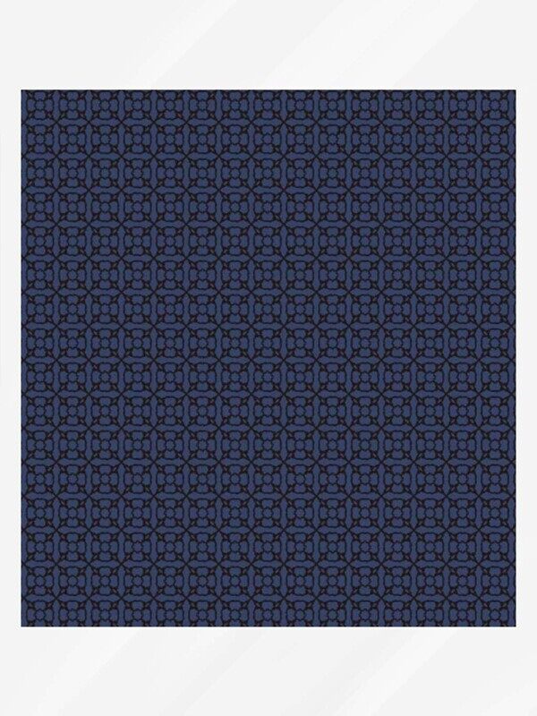 四叶草方形边框花朵深蓝色黑线条背景图