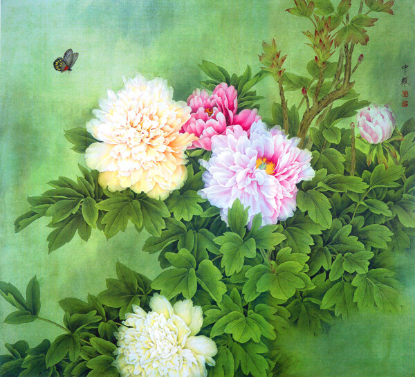 鲜花植物油画背景图片
