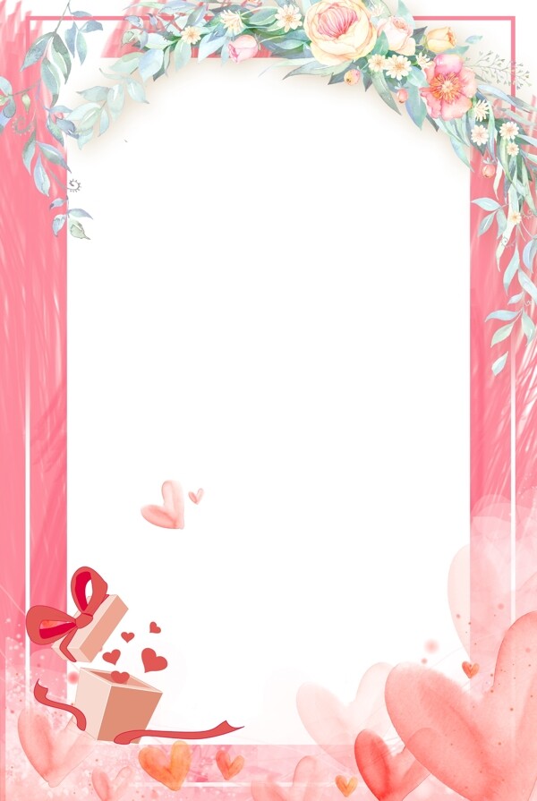 粉色边框文艺小清新女神节背景