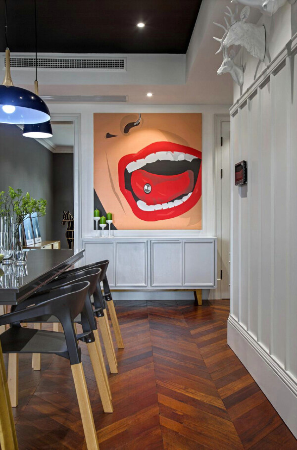 现代风格室内餐厅壁画装修效果图