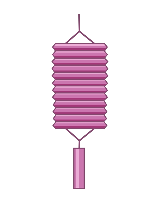 紫色折叠灯笼挂饰插画
