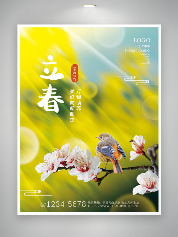中国传统二十四节气之立春花鸟海报