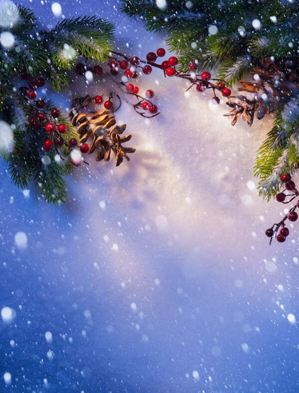 圣诞树雪花背景图片