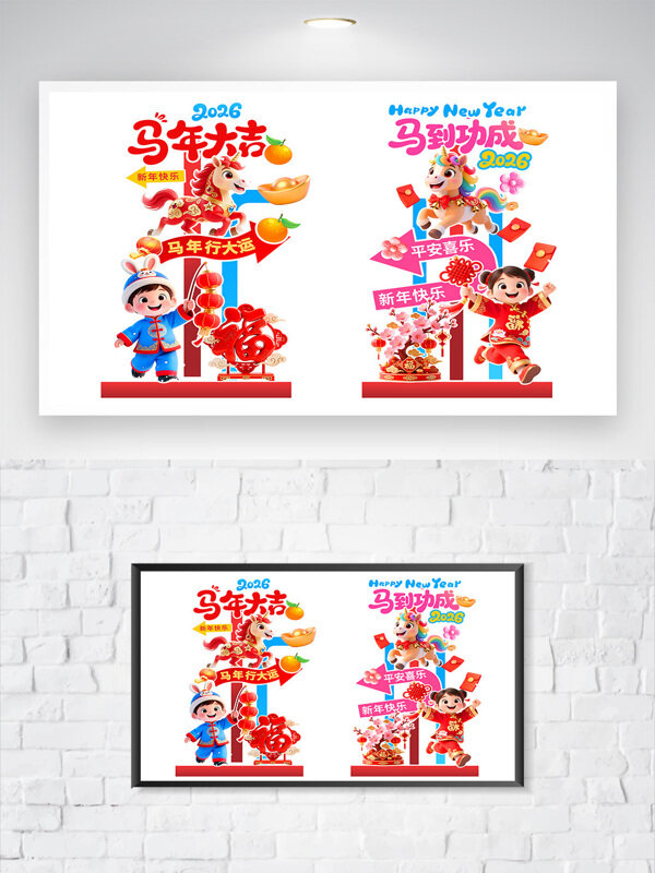 2026马年大吉春节新年商超活动美陈指示牌