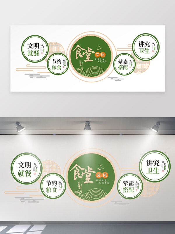 文明就餐节约粮食食堂文化墙