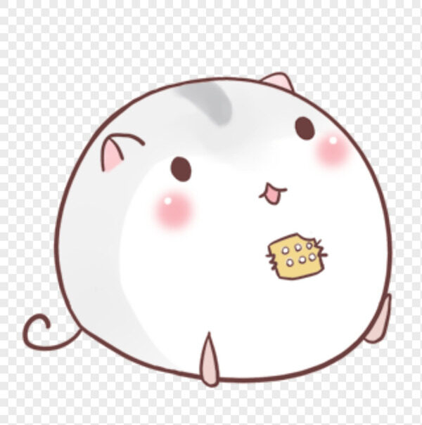 卡通手绘胖胖小团子坐地上吃饼干