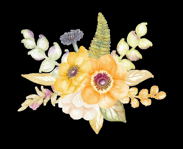 可爱缤纷花卉透明装饰素材
