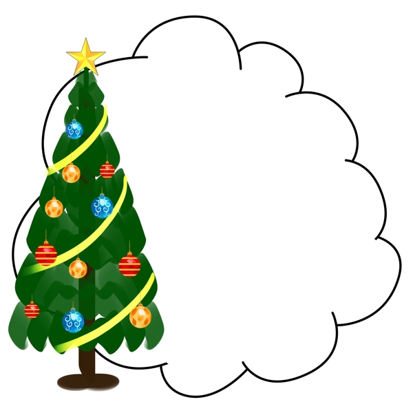 卡通手绘圣诞树边框