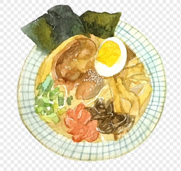 手绘海苔叉烧水煮蛋骨头汤拉面免抠美味日料