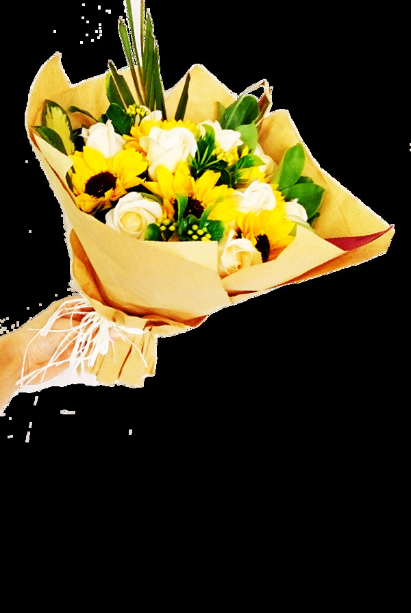 美丽黄色花朵花束实物元素