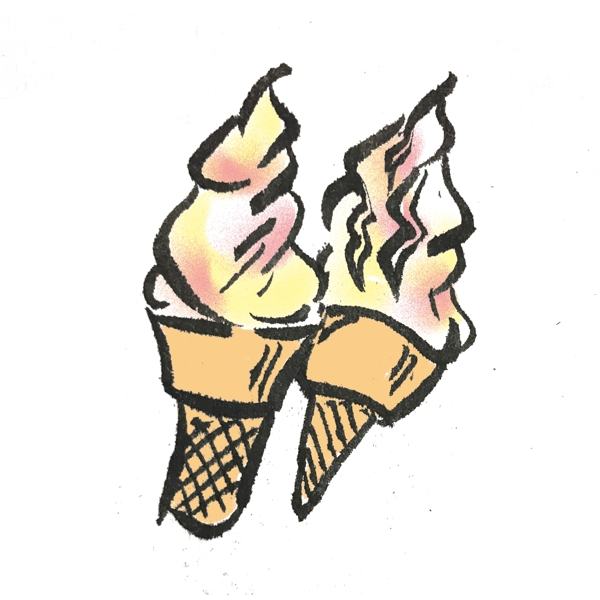 冰淇淋清凉手绘花草