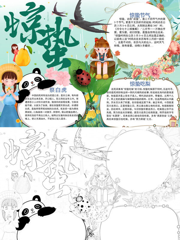惊蛰惊蛰习俗手抄报